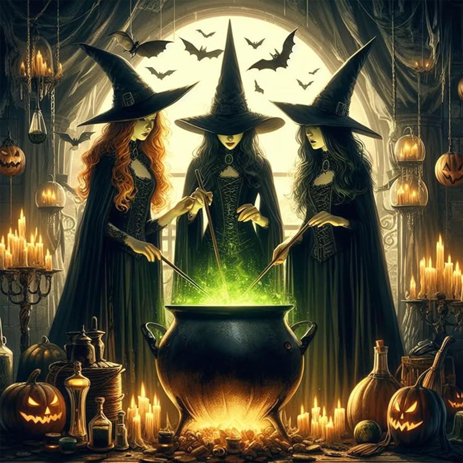 RUOPOTY 魔女 Diy ダイヤモンド塗装ハロウィンモザ - Photo Mosaic Print のレビューと価格