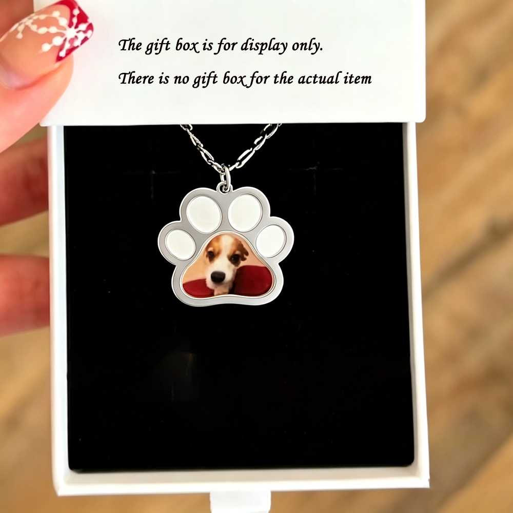 パーソナライズされたペットの足跡カラー印刷写真ネックレスステ - Name Necklace Custom のレビューと価格