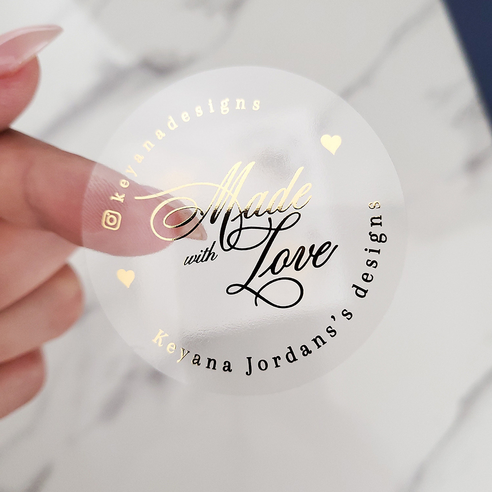 カスタム 50 個ラウンド金箔クリアラベルステッカーウェディ - Personalised Candle Label のレビューと価格