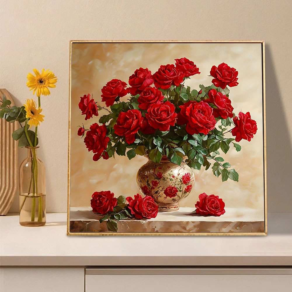 ローズダイヤモンドペインティングフルスクエアラウンドダイヤモ - Photo Mosaic Print のレビューと価格