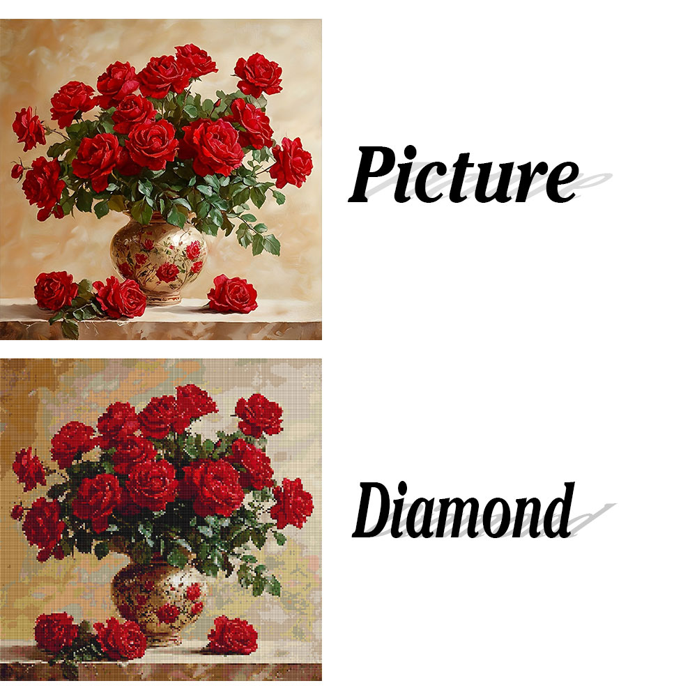 ローズダイヤモンドペインティングフルスクエアラウンドダイヤモ - Photo Mosaic Print のレビューと価格