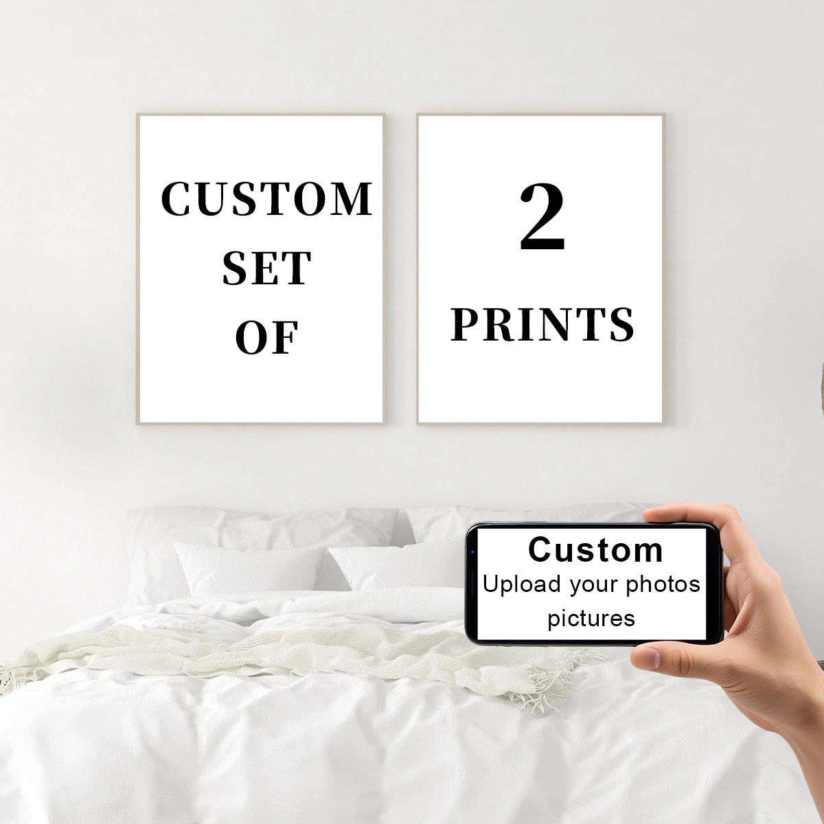 2 ピース/セットカスタムキャンバスプリント写真壁アートパー - Pet Portrait Custom のレビューと価格