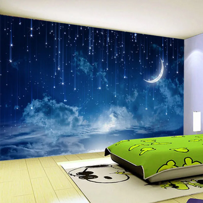 壁画壁紙カスタム青い夜空子供の寝室の背景の壁の写真 3D ス - Custom Night Sky のレビューと価格