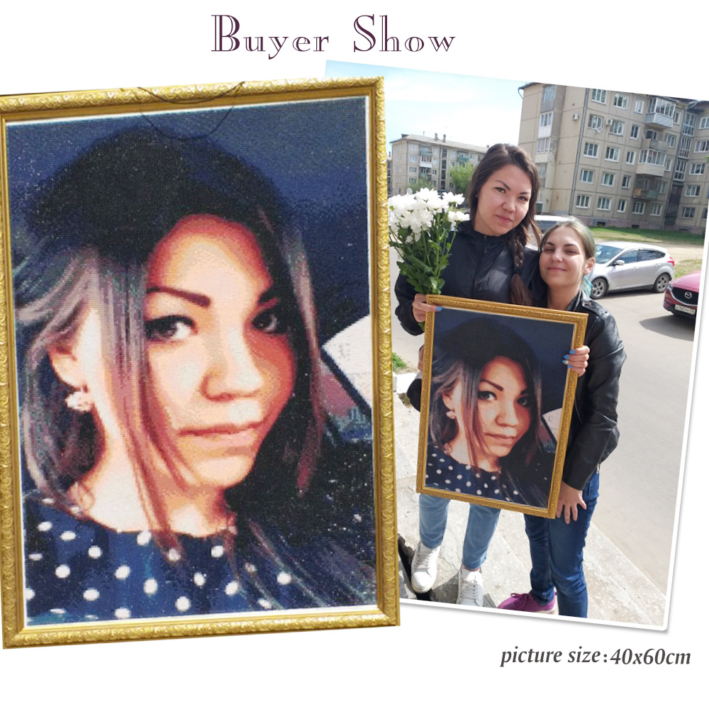 Huacan フルキットダイヤモンド塗装写真カスタムモザイク - Photo Mosaic Print のレビューと価格