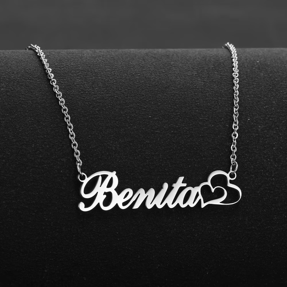 パーソナライズされたダブルハートカスタムネームネックレスステ - Name Necklace Custom のレビューと価格