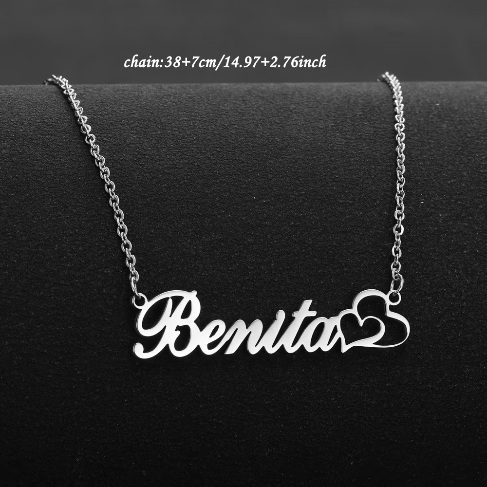 パーソナライズされたダブルハートカスタムネームネックレスステ - Name Necklace Custom のレビューと価格